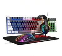 Tastiera da gaming e combo cuffie mouse ATTACK SHARK*MANBASNAKE, tastiera con retroilluminazione LED arcobaleno, cuffie Over Ear con microfono, mouse da gaming con retroilluminazione arcobaleno, tappe