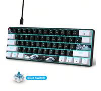 Tastiera da gaming meccanica con interruttori blu, tastiera meccanica da 61 tasti per E-sports, retroilluminata a colori misti, adatta per personalizzare i keycap, con connessione USB-C plug and play,