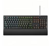 Tastiera da gioco a LED arcobaleno con cavo, 104 tasti, con funzione di supporto, per Windows, laptop, PC, PC, ufficio, viaggi, facile da trasportare in viaggio d'affari, svegliarsi (nero)