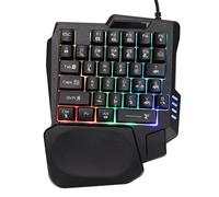 Tastiera da Gioco A Una Mano, 35 Tasti Retroilluminati Rgb Tastiera A Una Mano Ampia con Poggiapolsi Impermeabile, Mini Tastiera da Gioco Portatile Controller di Gioco Ergonomico per Pc Gamer