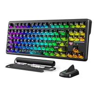 Tastiera da gioco ATTACK SHARK X87ULTRA BT/2.4G/cablata, 8 kHz, hot-swappable, 10000 mAh, switch Meg Shark, 16,8 milioni di colori RGB, ricevitore wireless + cavo a spirale RGB, nero
