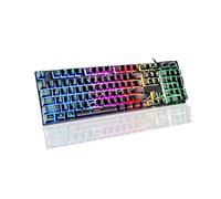 Tastiera da gioco cablata arcobaleno con 104 tasti che si illuminano meccanicamente, tastiera per computer Windows, laptop, PC gamer, dispositivo da ufficio, viaggi, facile da trasportare in viaggio