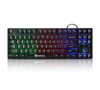 Tastiera da gioco cablata con retroilluminazione arcobaleno, tastiera cablata a 87 tasti, tastiera cablata USB per laptop, PS4, Xbox, PC Gaming e lavoro, nera