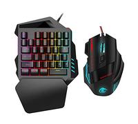 Tastiera da gioco combinata con mouse, retroilluminazione a colori a LED Tastiera da gioco con una mano Regolabile1000/1600/2400/3200/5500 DPI Set di PC ergonomico cablato con