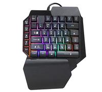 Tastiera da Gioco con una Sola Mano con Illuminazione Accattivante per Computer PUBG, Accessorio Meccanico per Giocatori Appassionati, Iniezione Bicolore ABS, 39 Tasti, Manuale Inglese