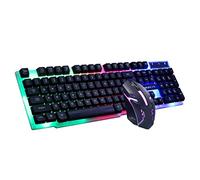 Tastiera da gioco e mouse, tastiera e mouse Impostare il set di giochi cablato USB GTX300 Combo Accensione per PC Computer Laptop Desktop Black