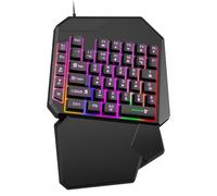 Tastiera da gioco ergonomica - Tastierino programmabile con una sola mano con tasti meccanici, gamepad retroilluminato RGB regolabile Design Plug and Play, Controller da gioco compatto per PC Laptop D