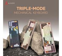 Tastiera da gioco meccanica in alluminio AJAZZ Light Kr AC100 MAX: 98 tasti, 3 collegamenti, schermo LDG, struttura guarnizione, staccabile Graybeigebrown