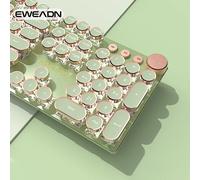 Tastiera da gioco meccanica per macchina da scrivere EWEADN V20 Punk, copritasti rotondi da 104 tasti retroilluminati a LED bianchi, design con separazione del filo della chiave
