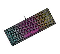 Tastiera da Gioco Portatile Cablata al 60%, Retroilluminata 7 RGB, Layout QWERTY Tastiera a Membrana con Sensazione Meccanica con 19 Tasti Anti-ghosting Mini Compact 62 Tasti, per PC Mac/Nero