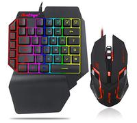 Tastiera da gioco RGB con una mano e mouse retroilluminato, tastiera meccanica con microfono USB con microfono integrato, tastiera per gioco