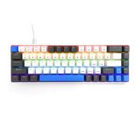 Media-Tech RED CORE MX60 Tastiera meccanica da gioco 60% 68 tasti Interruttori RED silenziosi Retroilluminazione multicolore Anti-ghosting USB-C Dimensioni compatte Ergonomico Bianco Blu