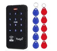 Tastiera di controllo accessi intelligente e impermeabile, sbloccabile tramite l'app Tuya, con 10 portachiavi inclusi. Ideale per hotel, case e uffici.
