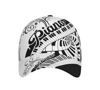 Tastiera di Pianoforte Nera E Bianca con Tema Musicale Pianista Stampato in 3D Uomo Donna Cappello da Baseball Moda Cappelli da papà Casual Snapback-Cappello per Viaggi Alpinismo Campeggio