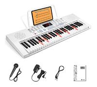 Tastiera digitale per pianoforte, tastiera 61 mini chiave illuminata per pianoforte elettrico portatile per principianti con 3 modalità di insegnamento/microfono/adattatore/manuale