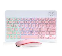 Tastiera e mouse Bluetooth per iPad, tastiera e mouse wireless ricaricabili con retroilluminazione a 7 colori, compatibile con iPad di 9a/8a generazione, iPad Pro/Air/Mini, iPhone14/13/12 Pro, (10