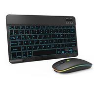 Tastiera e mouse Bluetooth retroilluminato a 7 colori per iPad 10th 9th iPad Pro Mini Air iPhone, iPadOS 13 o versioni successive, sottile ricaricabile Android Tablet Phone Wireless Keyboard Mouse