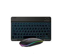 Tastiera e mouse Bluetooth ultra sottile mini tastiera wireless ricaricabile 7 colori retroilluminato per Apple iPad iPhone, tablet, iPhone, smartphone, iOS, Android, Windows, nero