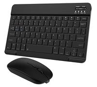 Tastiera e mouse Bluetooth ultra-sottile, portatile, ricaricabile, per tablet Android, telefoni cellulari, smartphone Samsung, iPhone, iPad mini, Pro Air 10.2, 10.9, 11, 12.9, 13 pollici, colore: nero