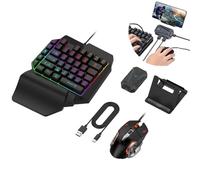 Tastiera e mouse da gioco a mezza mano, 4 in 1, confezione combo per giochi mobili, senza latenza, mezza tastiera meccanica con poggiapolsi con supporto regolabile per telefono per Android