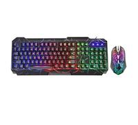 Tastiera e mouse da gioco cablati con crepa arcobaleno, 104 tasti che si illuminano meccanicamente, tastiera e mouse da gioco cablati per PC, Mac, Xbox Gamer, (nero)