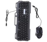 Tastiera e Mouse da Gioco Cablati Tasti Fluttuanti Neri | Set Abs, 26 Tasti senza Conflitto e 12 Multimediali, Supporto per Telefono e Design