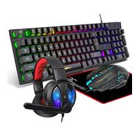 Tastiera e mouse da gioco, cuffie, tappetino per mouse, combo tutto in uno per giocatori di PC e utenti Xbox e PS4