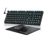 Tastiera e mouse da gioco meccanico, tastiera retroilluminata a LED a 98 tasti con interruttore rosso nero galleggiante, mouse ergonomico RGB da gioco con tappetino per mouse, tastiera cablata