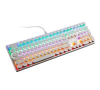 Tastiera e mouse da gioco, tastiera meccanica da gioco Interruttore blu rosso 108 tasti RU/US Tastiera cablata Anti-ghosting RGB/Mix retroilluminato LED USB per PC portatile da giocatore(Bianco)