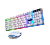 Tastiera e Mouse USB Bianco in Plastica, 104 Tasti | Antighosting e Tasti senza Conflitto, per PC e Scrivania Domestica, senza Driver, per Studenti e Ufficio Stile Casuale