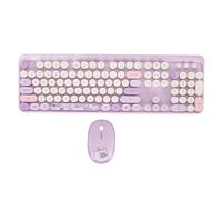 Tastiera e Mouse USB, Tastiera e Mouse Wireless Combinati Copritasto Rotondo retrò Alimentato a Batteria per per Ufficio (Viola)