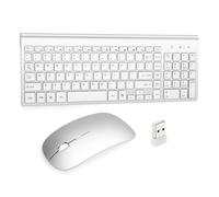 Tastiera e mouse wireless 2.4G USB portatile silenzioso compatto per Mac PC Laptop Tablet Windows Argento
