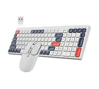 Tastiera e mouse wireless Bluetooth Combo Tri-Mode (BT5.1+BT5.1+2.4GHz) Type-C ricaricabile Cordless Keyboard Mouse, ultra-sottile full-size tastiera e mouse per laptop/Mac/iPad/Chromebook, verde
