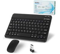 Tastiera e mouse wireless Bluetooth, ricaricabile, lunga durata oltre 30 giorni, tasti ultra silenziosi, compatibile con iPad, laptop, Android e Windows (nero)