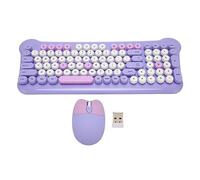 Tastiera e Mouse Wireless, Combinazione Tastiera e Mouse USB Wireless 2.4G a 98 Tasti, Layout QWERTY, Plug and Play, per Computer, PC, Laptop (PURPLE)