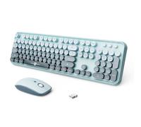 Tastiera e mouse wireless Combo, 2,4 GHz, tastiera e mouse wireless con tasti rotondi per Windows, computer, desktop, PC, laptop, blu