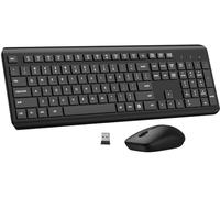 Tastiera e mouse wireless Combo, tastiera e mouse ergonomici silenziosi, lunga durata della batteria, mouse ottico, 2.4G Lag-Free tastiera mouse cordless per computer, Mac, laptop, PC, Windows