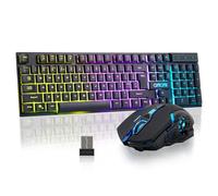 Tastiera e mouse wireless da gioco RGB retroilluminato batteria ricaricabile Gamer Combo sensazione meccanica anti-ghosting con pulsante laterale per PC Computer Laptop Compatibile con Windows Mac