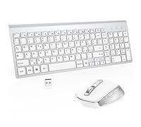 Tastiera e Mouse Wireless - Italiana QWERTY USB Ergonomica Compatta Full-Size con Number Pad Tastiera Wireless Silenzioso Mouse per Windows PC/Laptop/Surface - bianco