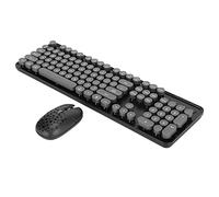 Tastiera e Mouse Wireless, Mouse Tastiera Wireless retrò a 104 Tasti con Copritasti Rotondi e Tastierino Numerico Combinazione Mouse Tastiera Computer Desktop (Bordo Nero)