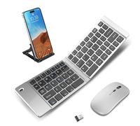 Tastiera e mouse wireless pieghevole e pieghevole per iPad, Bluetooth Combo per lavoro e viaggi, design portatile compatibile con Windows, iOS, tablet Android, smartphone e laptop.