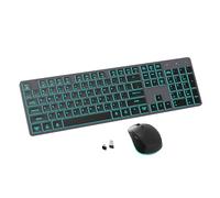 Tastiera e mouse wireless RGB retroilluminato, sottile e silenzioso, ricaricabile, luminoso, mouse jiggler, angolo di inclinazione, mouse silenzioso da 2,4 GHz, tastiera mouse per Mac Windows PC,