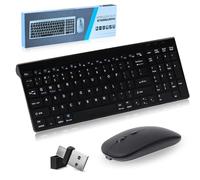 Tastiera e mouse wireless sottile, layout internazionale QWERTY USA, ricaricabile, tre modalità 5 in 1 (Bluetooth* 2+2.4G + USB C) multi-dispositivo, mouse 1600 dpi per PC/laptop Windows, cromato