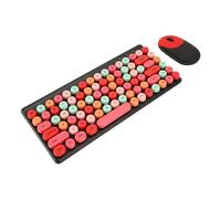 Tastiera e Mouse Wireless, Tastiera Wireless Colorata e Resistente per PC Dal Design Ergonomico (BLACK)
