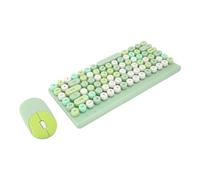 Tastiera e Mouse Wireless, Tastiera Wireless con Copritasti Rotondi Dal Design Ergonomico Colorato Durevole 86 Tasti per Laptop (GREEN)