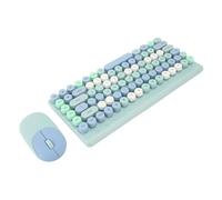Tastiera e Mouse Wireless, Tastiera Wireless con Copritasti Rotondi dal Design Ergonomico Colorato Durevole 86 Tasti per Laptop (Blue)