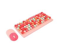 Tastiera e Mouse Wireless, Tastiera Wireless con Copritasti Rotondi Dal Design Ergonomico Colorato Durevole 86 Tasti per Laptop (PINK)