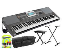 Tastiera Elettronica Musicale 61 Tasti Pianoforte Set Supporto Sgabello Custodia