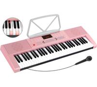 Tastiera Elettronica Pianola 61 Tasti Iluminati Pianoforte per Bambini Rosa Pink