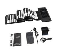 Tastiera Elettronica Professionale Tastiera Elettronica Flessibile In Silicone Morbido ABS Portatile Con Carica USB Da 88 Tasti Digitale Arrotolabile Pianoforte Con Corno E Pedale(88 Black)